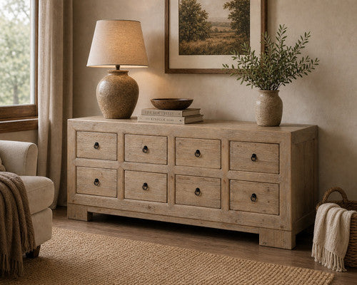 Capri Chest of Drawers Weathered Natural Pine 88x18x35H image 2