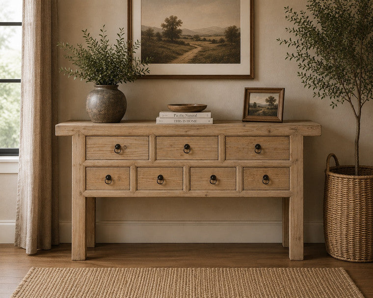Capri 7 Drawers Sideboard Weathered Natural Pine 60x17x35H image 3