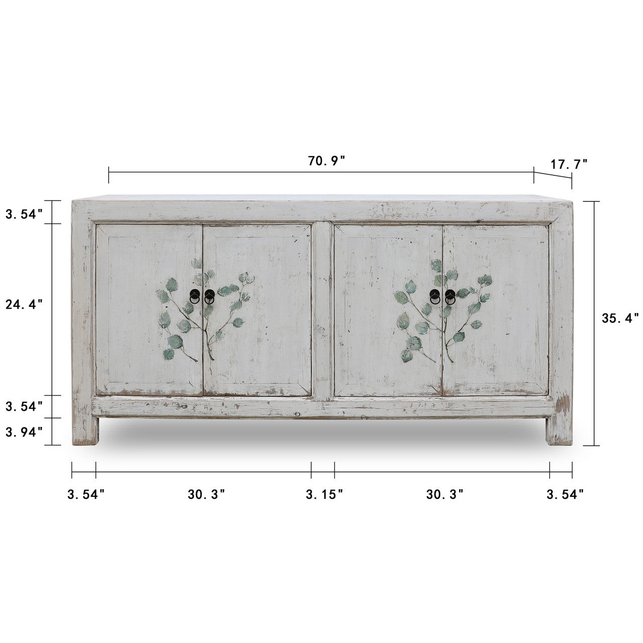 Tropea 4 doors sideboard distressed white  70.9x17.7x35.4H  SALES $799 image