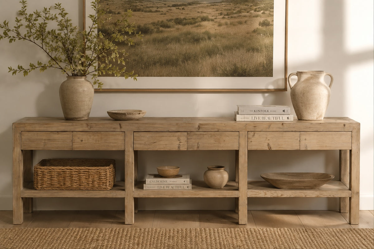 Capri console table with 6 hiding drawers 116x20x32.5H