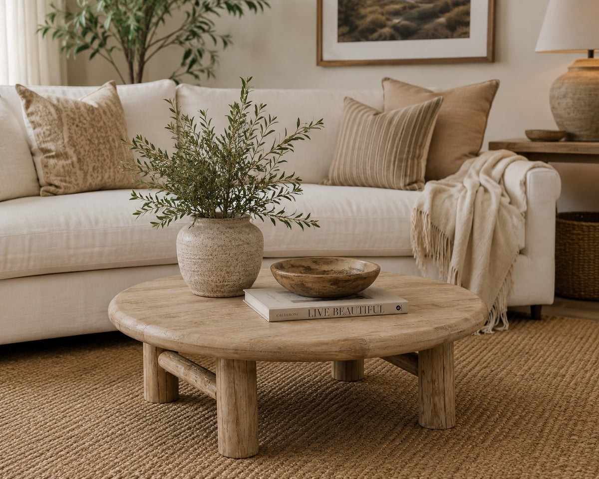 Elba Round Coffee Table Weathered Natural 50x50x17H