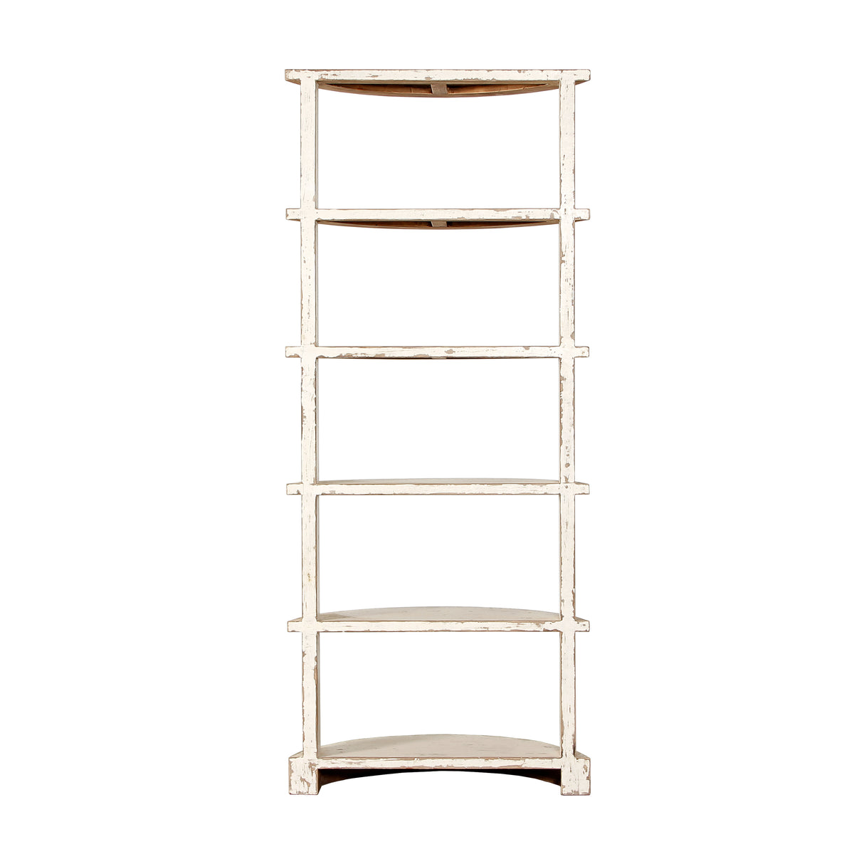 75"High Half Moon Bookshelf Distressed White
