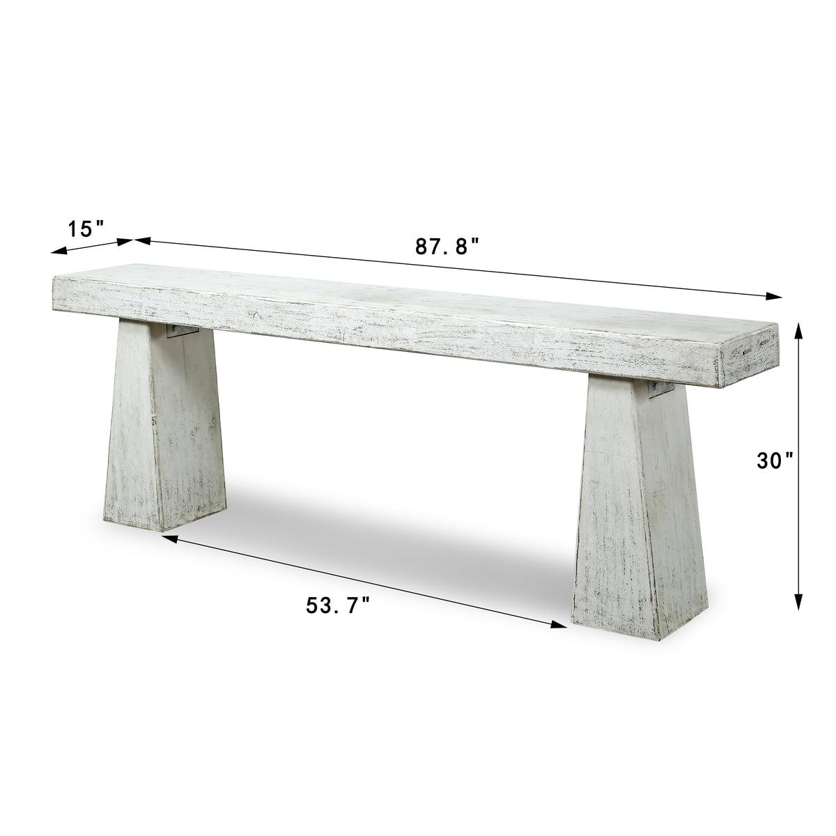 Approx. 88" Long Elba Primitive Console Table Distressed White