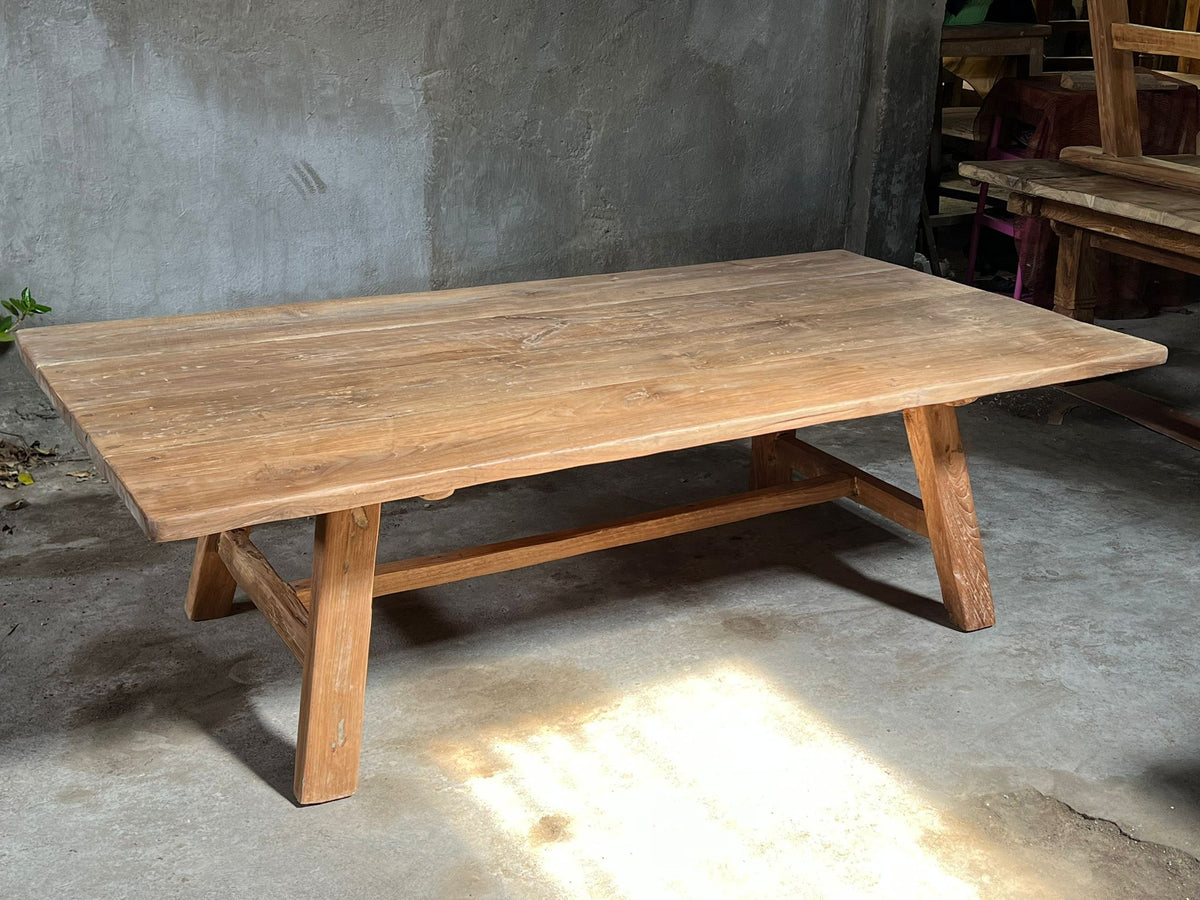 Teak Wood Coffee Table Weathered Natural 59x31.5x18H