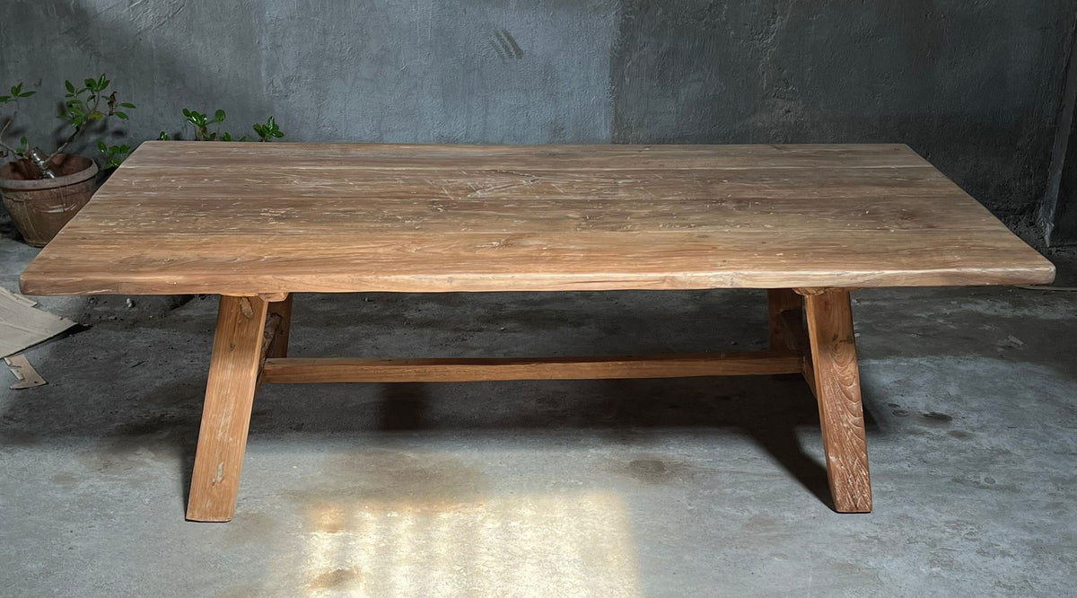 Teak Wood Coffee Table Weathered Natural 59x31.5x18H