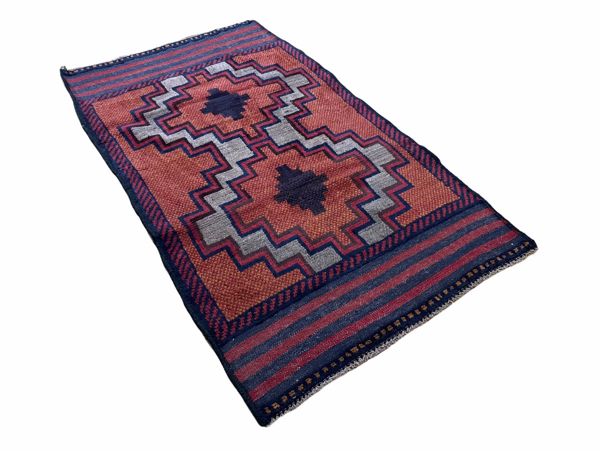 3X5 Vintage Handmade Tribal Wool Rug Balouchi Rug Afghan Rug Red 2' 8" X 4' 8" - Jewel Rugs, view 10