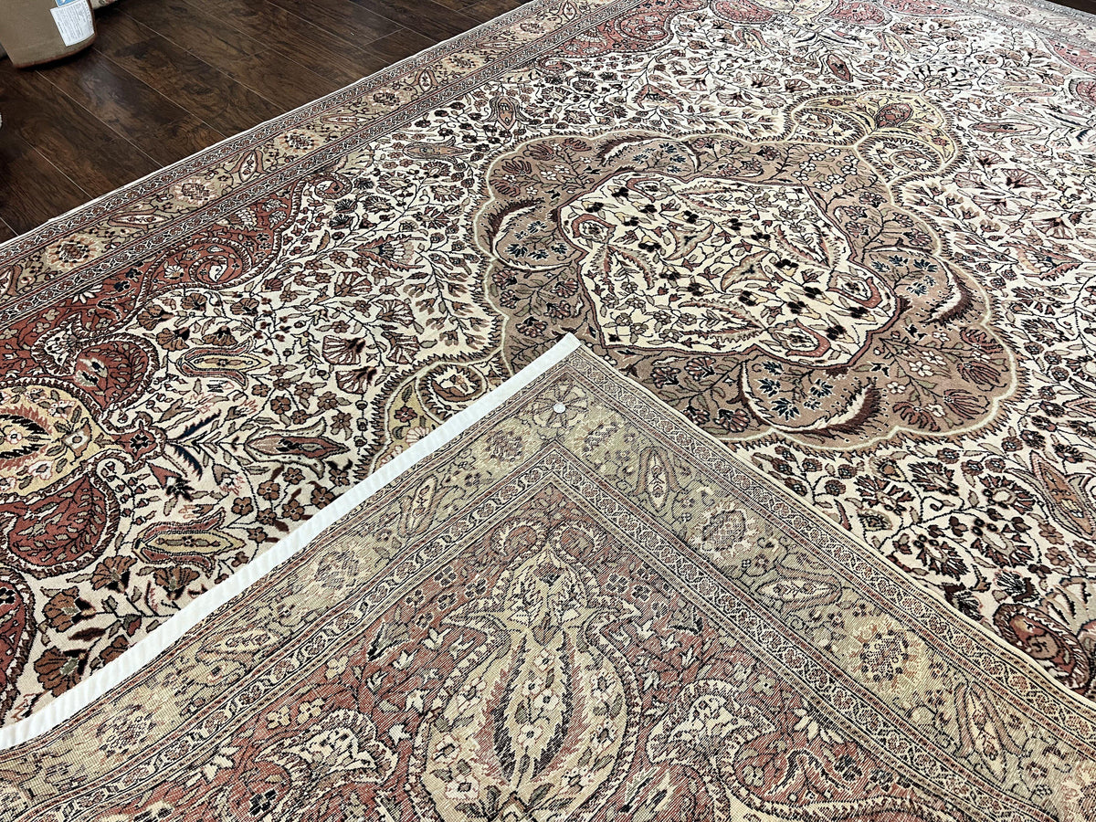 Turkish Sivas Rug 9x12, Handmade Vintage Wool Carpet, Cream Ivory - Jewel Rugs, view 12