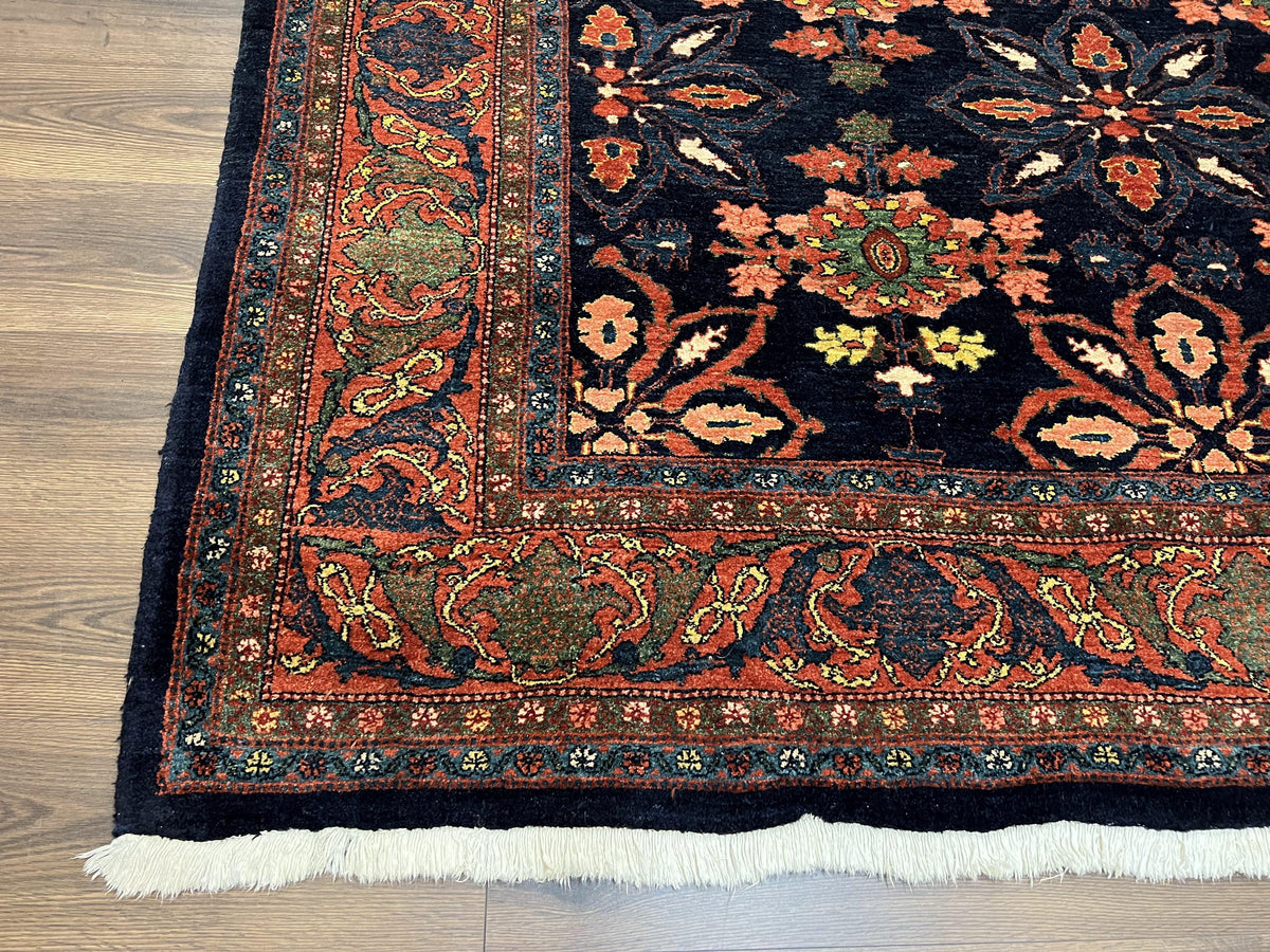 Wonderful Persian Rug 7x10, Navy Blue and Red, Allover Floral Pattern, Bidjar Carpet, Authentic Oriental Rug 7 x 10, Wool Hand Knotted Rug - Jewel Rugs, view 9