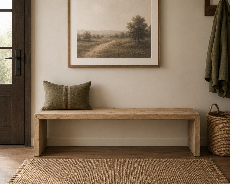 70 Inches Waterfall Bench Reclaimed Pinewood Weathered Natural image 3