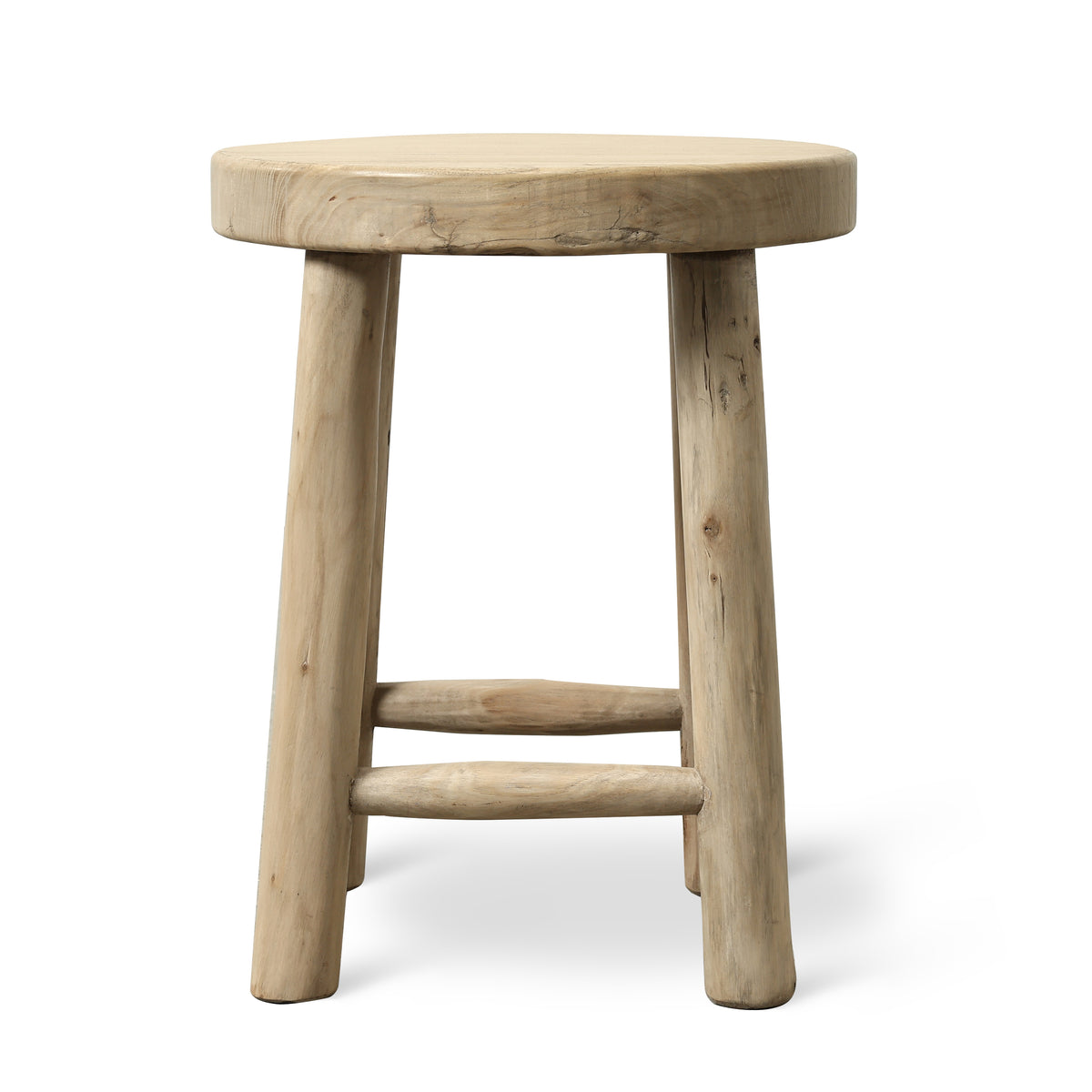 14" Round Solid Stool Weathered Natural