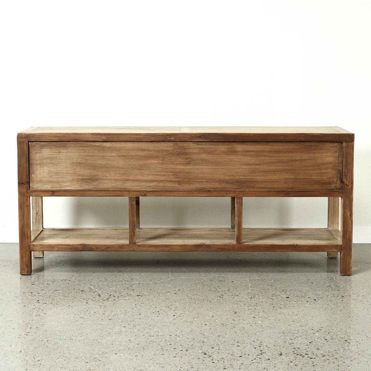75" Long Console Table 9 Drawers Weathered Natural