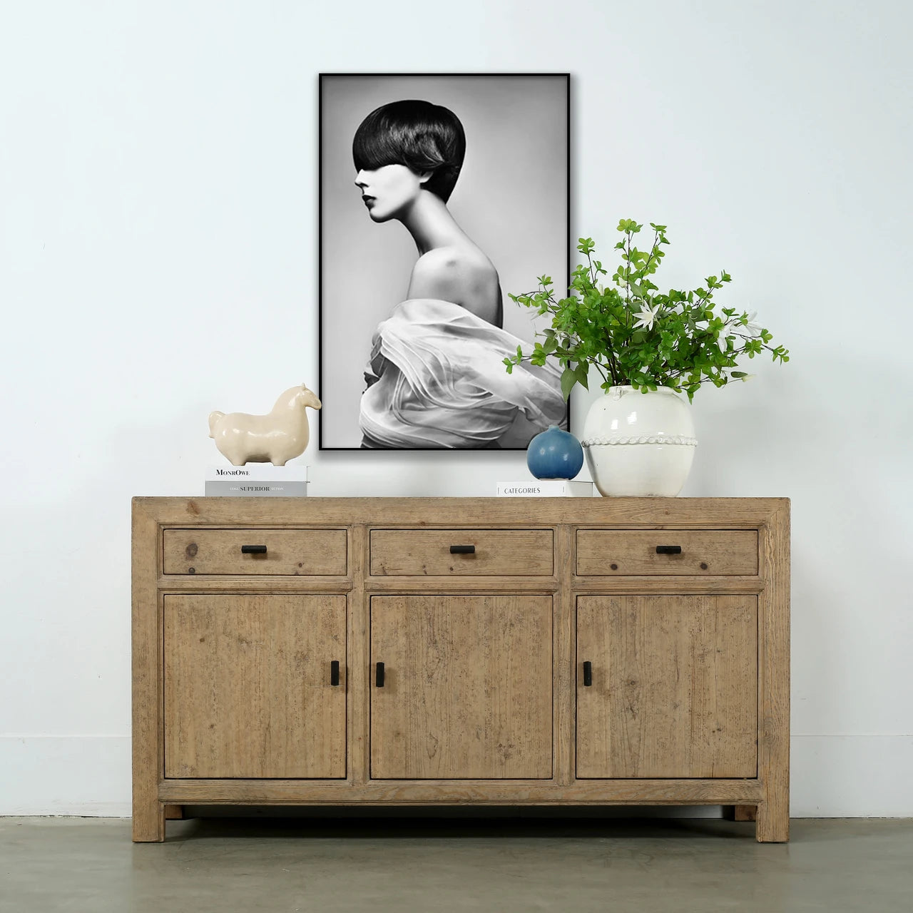 Three Drawer Sideboard | Weathered Neutral Reclaimed Wood