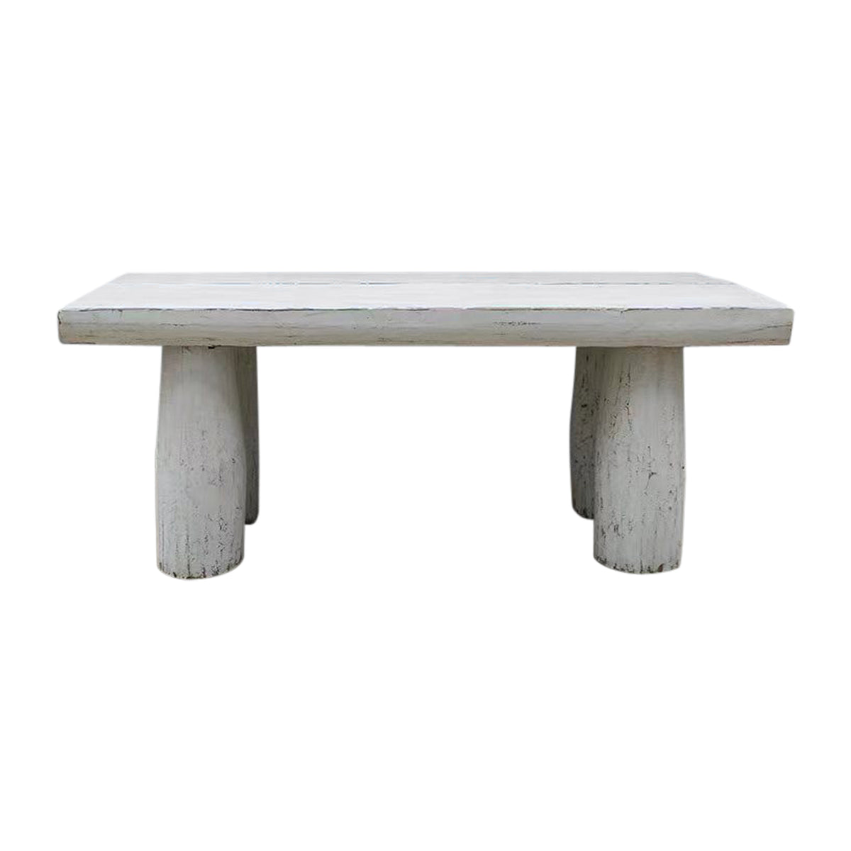76" Long 33-36 Inches Deep Live Edge Primitive Dining Table Distressed White (Pre-order only)
