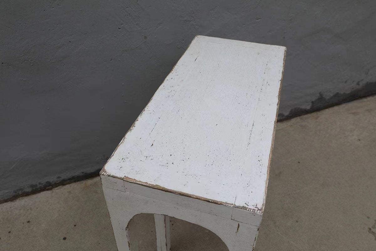 31" Long Ming Arch Console Table Distressed White Pre-order only