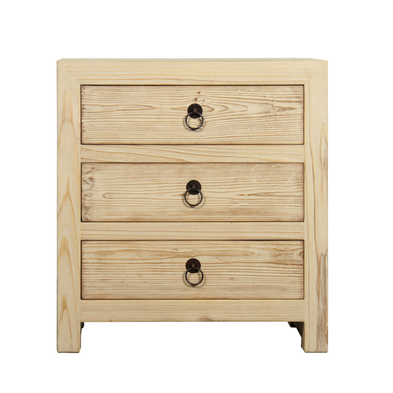Nightstand with three drawers weathered natural image