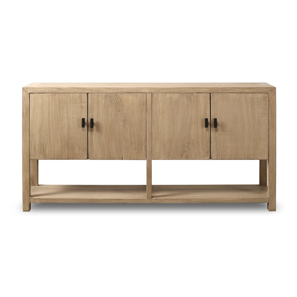 Four Door Sideboard With Shelf | Weathered Natural Reclaimed Wood