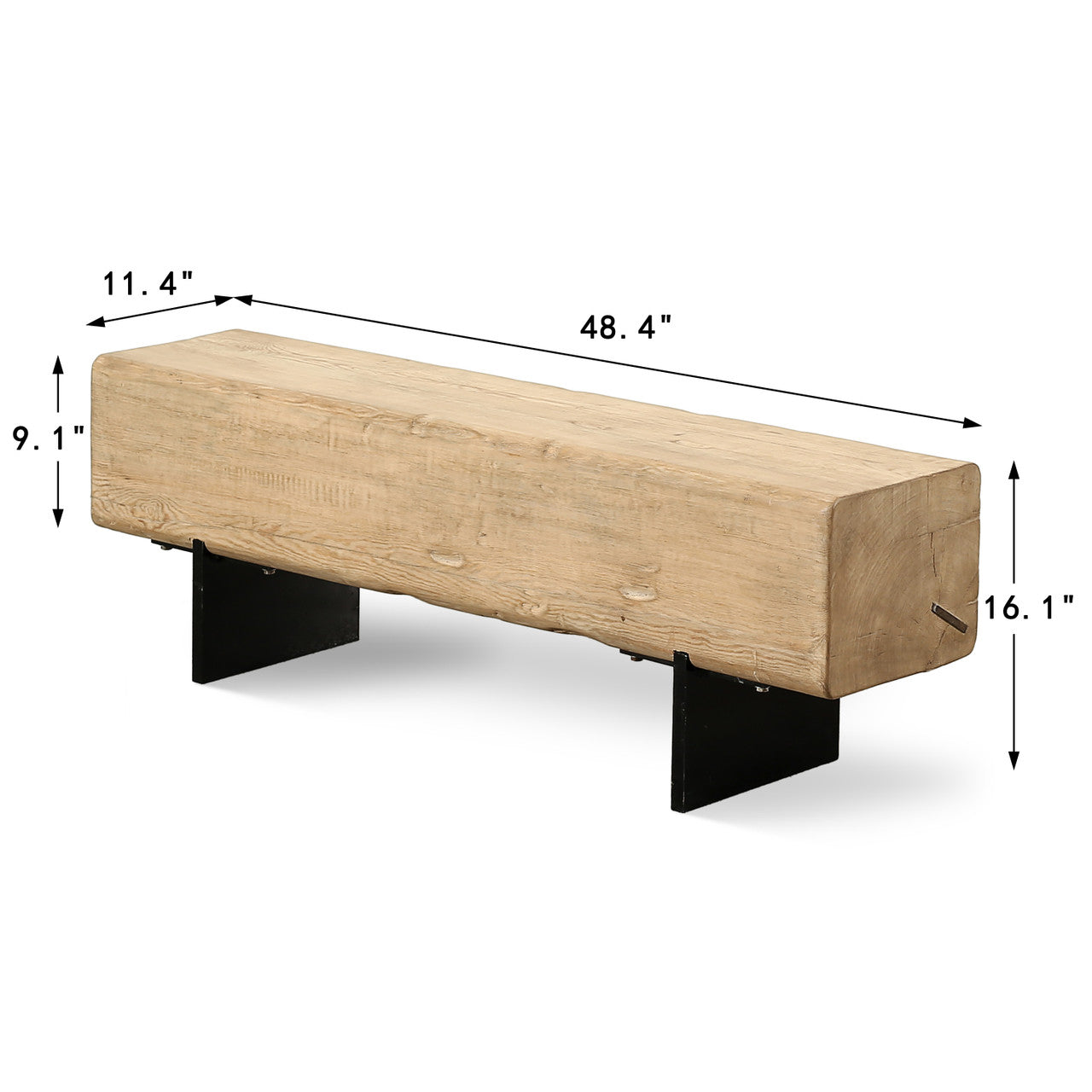 House Beam Block Bench with Metal Stand image