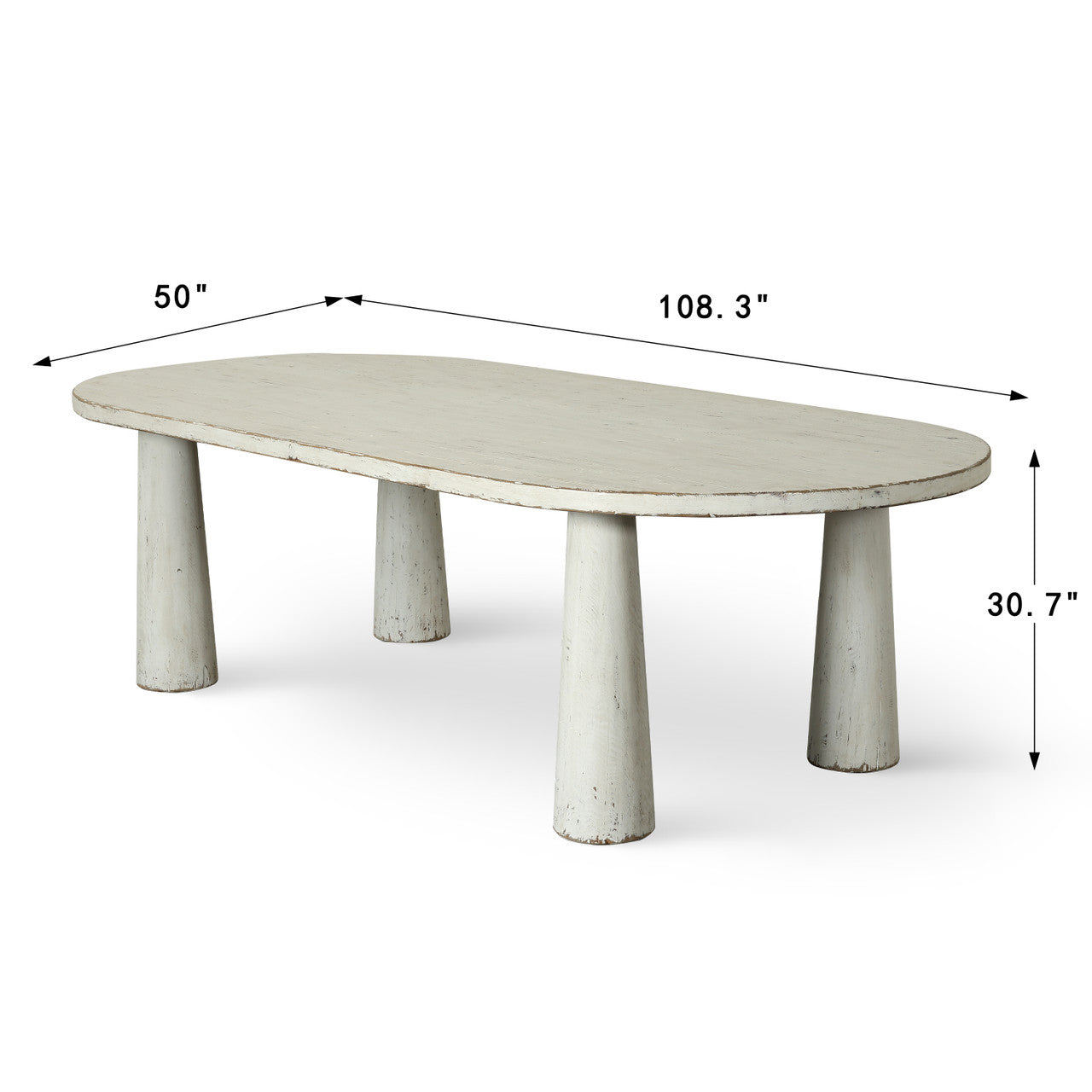 Amalfi Two Tones Oval Dining Table 98x39x31H Distressed White PRE-ORDER ONLY image