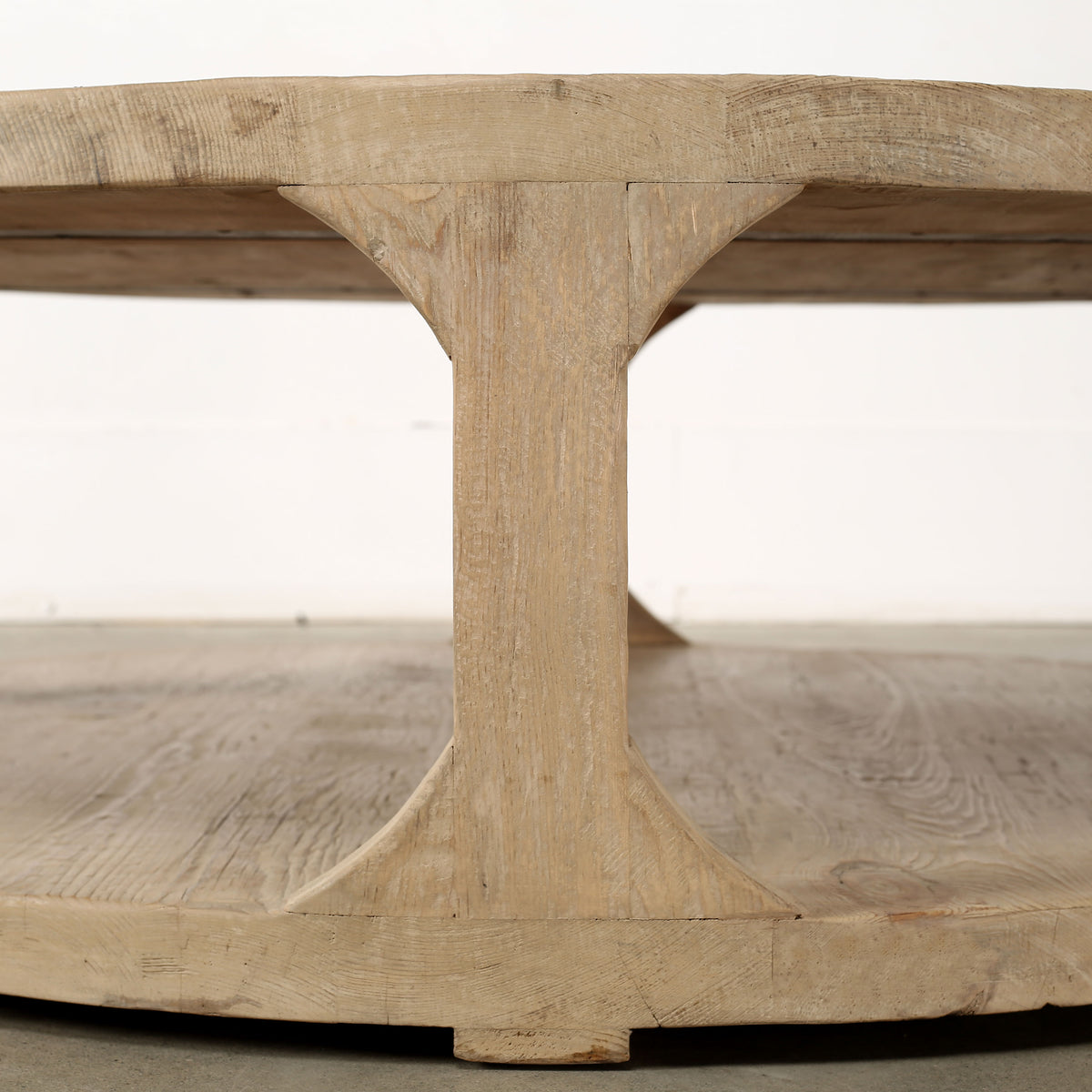 48 Inches Round Rimini Coffee Table with Storage Weathered Natural