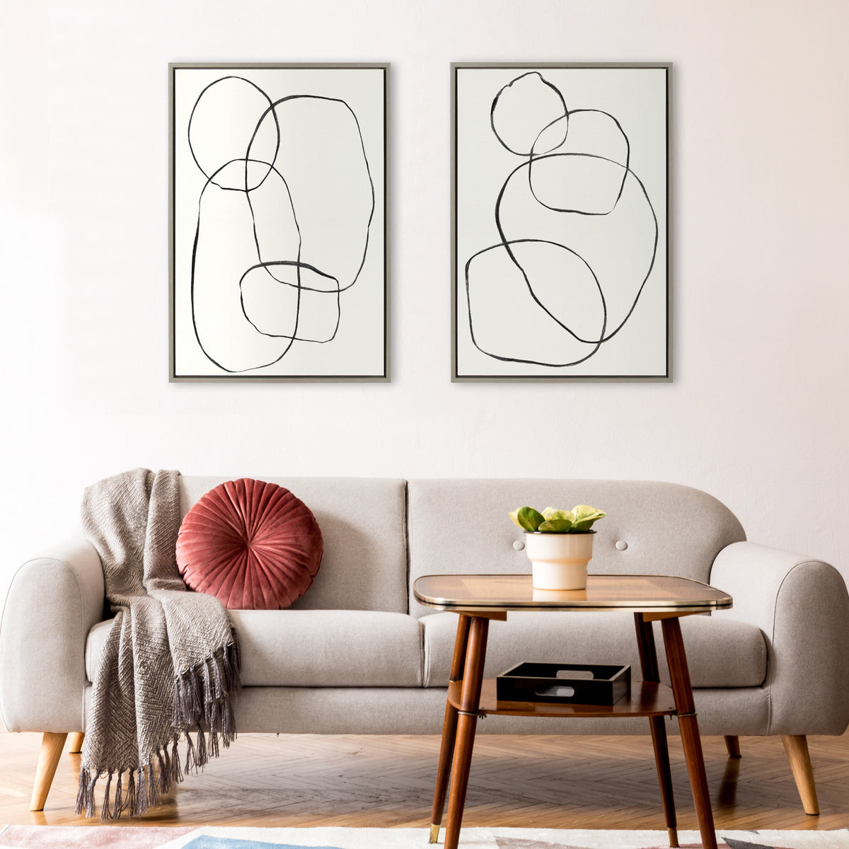 Sylvie Going in Circles Framed Textured Canvas Set by Teju Reval