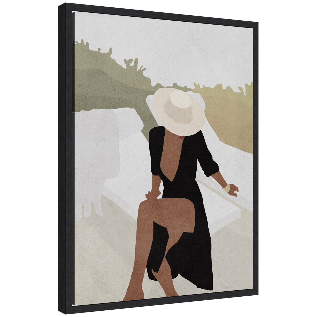 Sylvie Elegant Woman in Hat Framed Canvas by July Art Prints