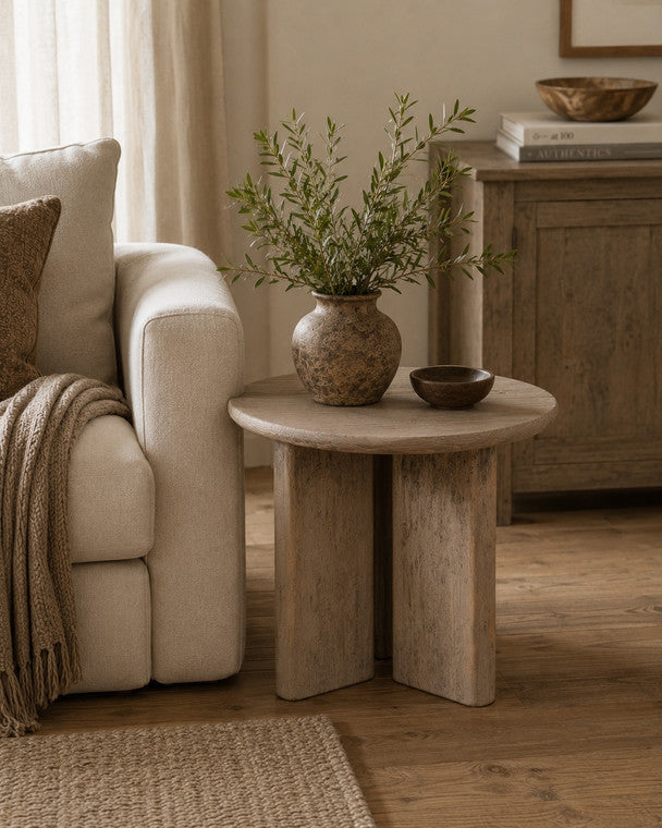 28 Inches Round Side Table Weathered Grey image 3