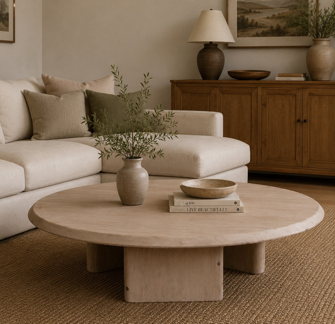 Sorrento Coffee Table-60" Round Weathered Natural