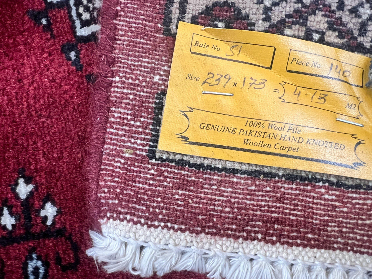 Pakistani Bokhara Rug 6x8, Fine Turkoman Carpet, Wool Handmade Vintage, Red, 6 x 8 Medium Sized Rug, Turkmen Rug - Jewel Rugs, view 9