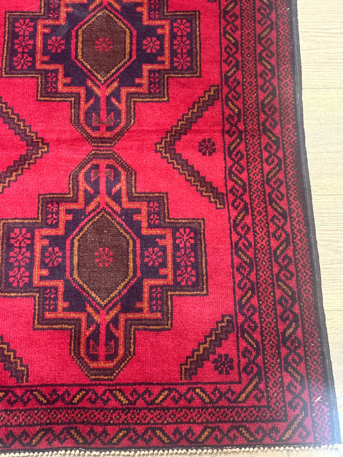 Afghan Rug 4x7, Tribal Carpet, Balouch Rug, Red and Navy Blue, Repeated Medallions, New - Jewel Rugs, view 9
