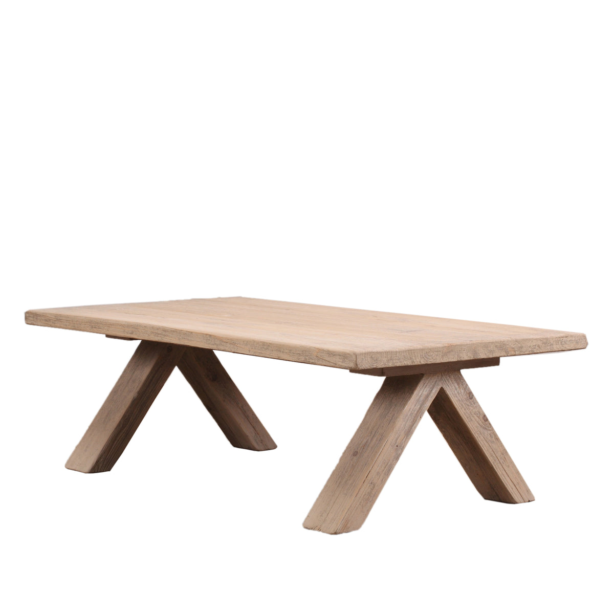 55" Long Rimini Coffee Table with Cross Leg Weathered Gray