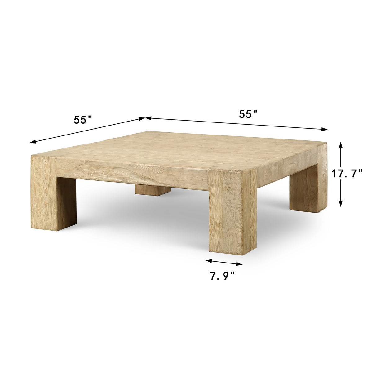 55" Square Ravello Coffee Table Weathered Warm Wood Tone