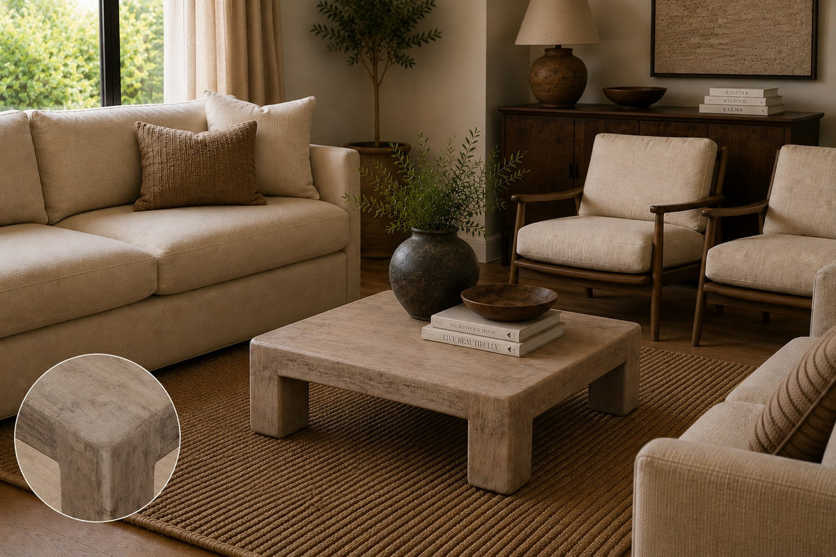 40" Square Ravello Coffee Table Weathered Gray