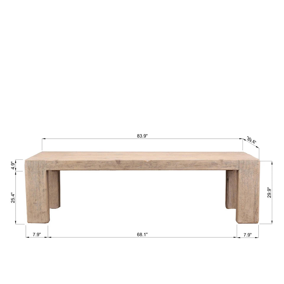 Ravello Weathered Gray Dining Table Solid Wood