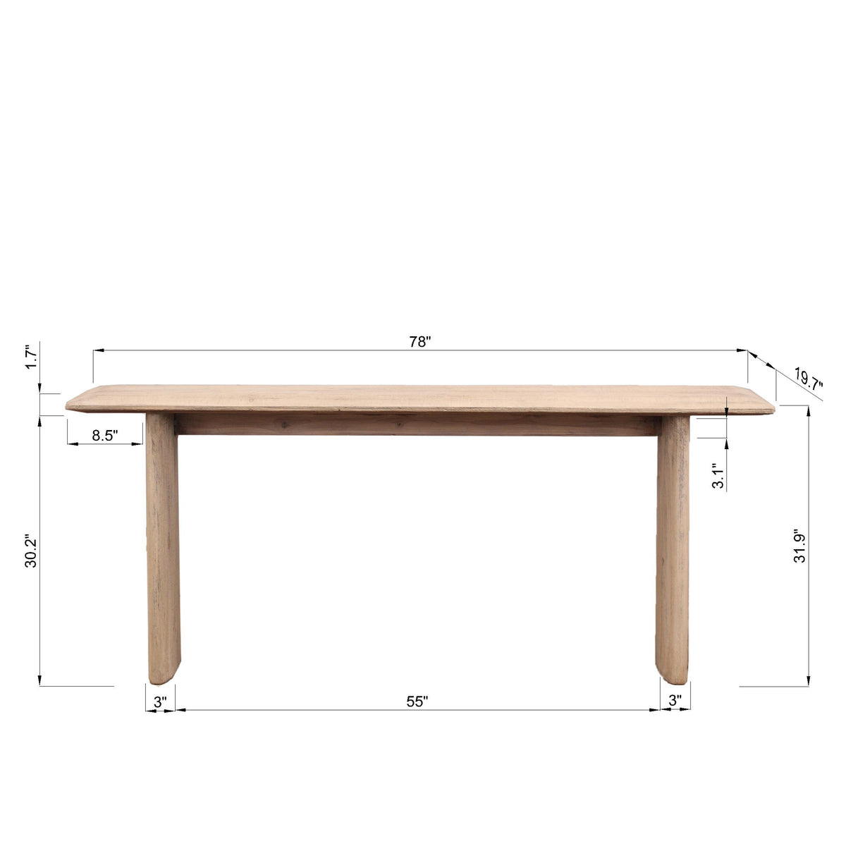 78"Long Atrani Console Table Weathered Gray