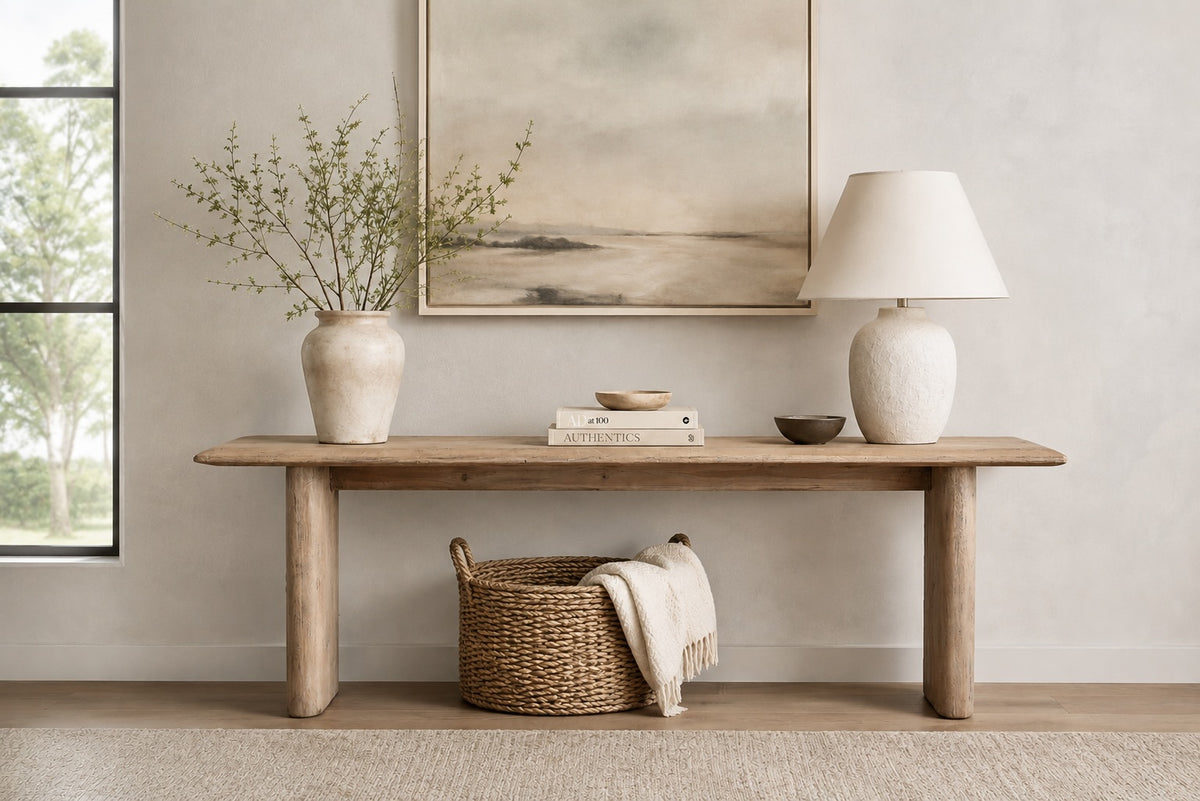 78"Long Atrani Console Table Weathered Gray