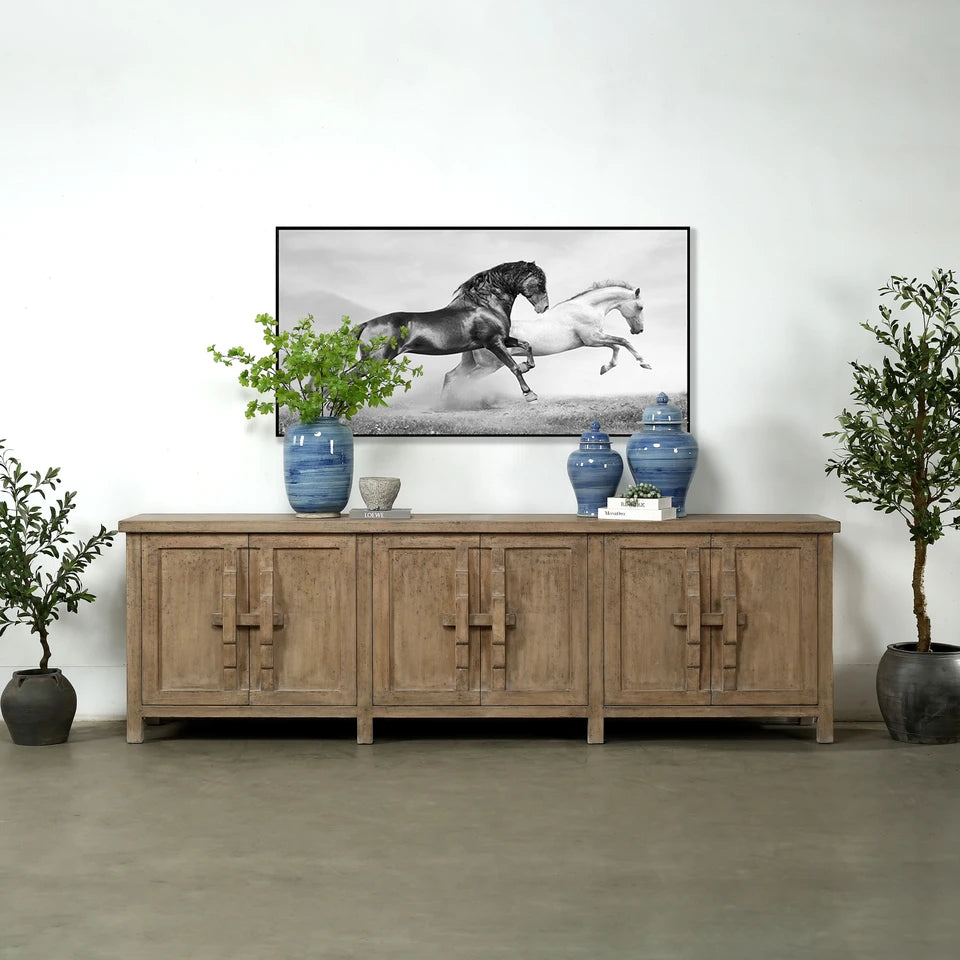 Nico Six Door Sideboard | Weathered Natural Reclaimed Wood
