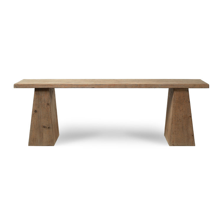 Reclaimed Pine Trestle Console Table with Weathered Grey Tone 94x22x30H image 3