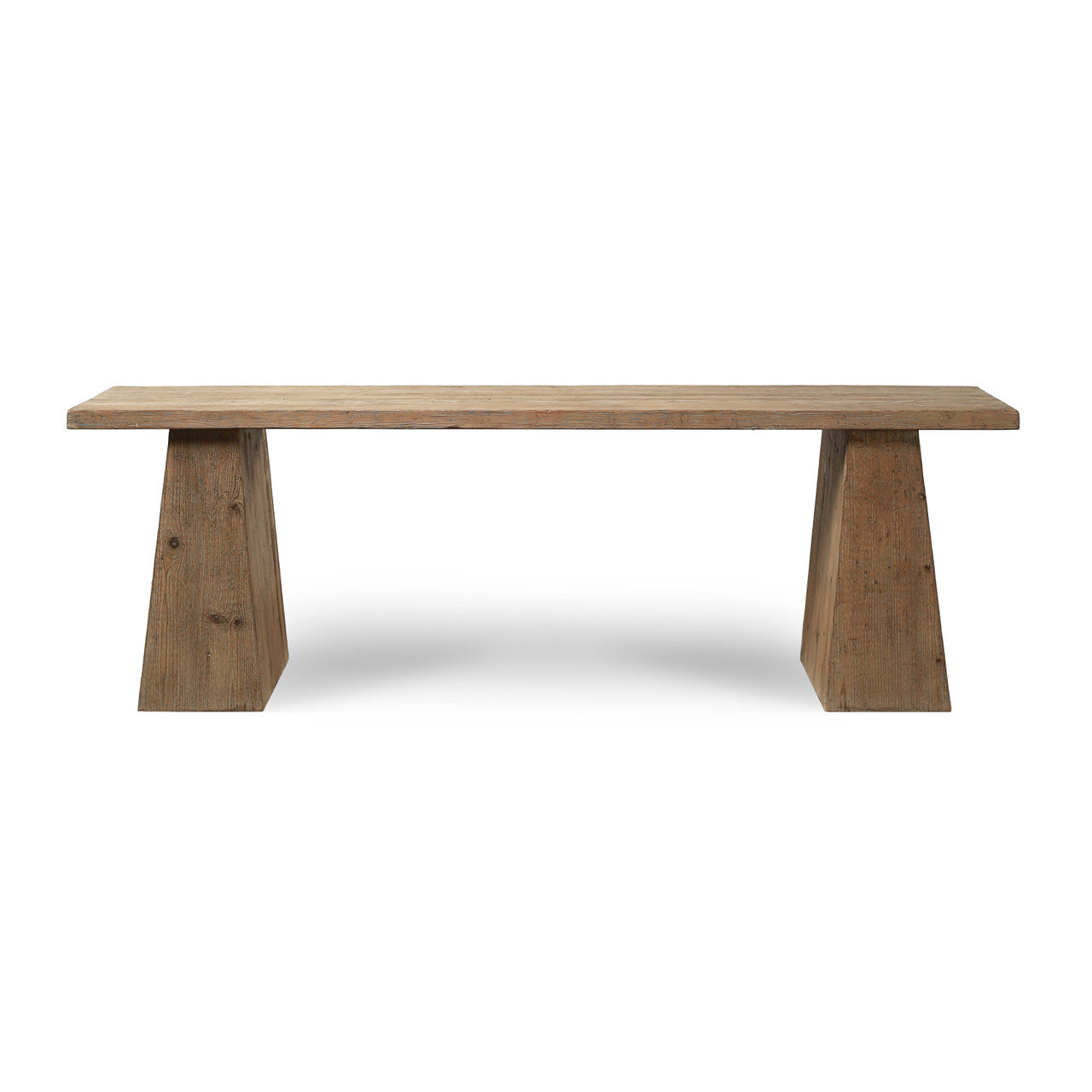 Reclaimed Pine Trestle Console Table with Weathered Grey Tone 94x22x30H