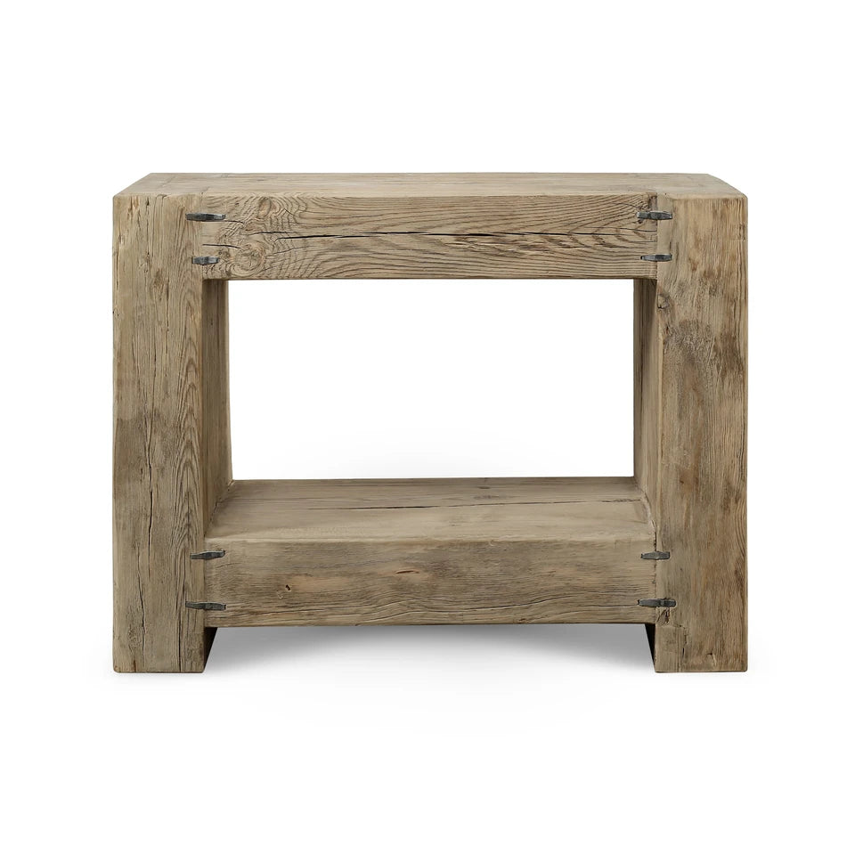 Grand Framed Console Table With Shelf | Rustic Natural Wood