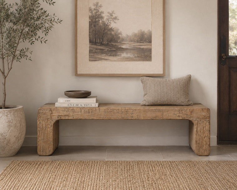 Approx. 60 Inches Long 16 Inches Deep Elba Bench Weathered Gray image 3