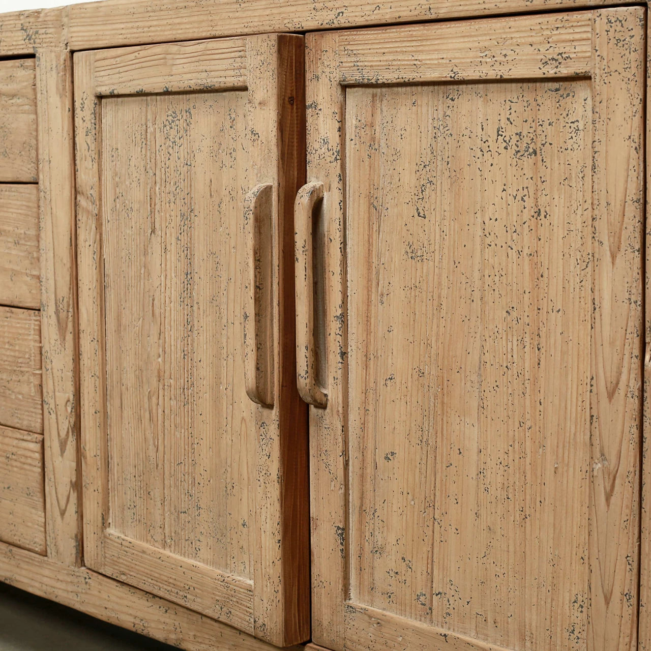 94" Weathered Gray Media Cabinet with Four Drawers