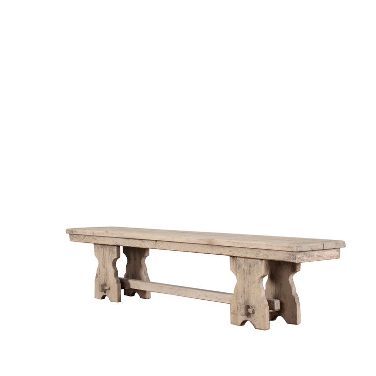 Approx.79 inchesRustic Trestle Base Elm Bench Weathered NaturalApprox.79 inchesRustic Trestle Base Elm Bench Weathered Natural image 3