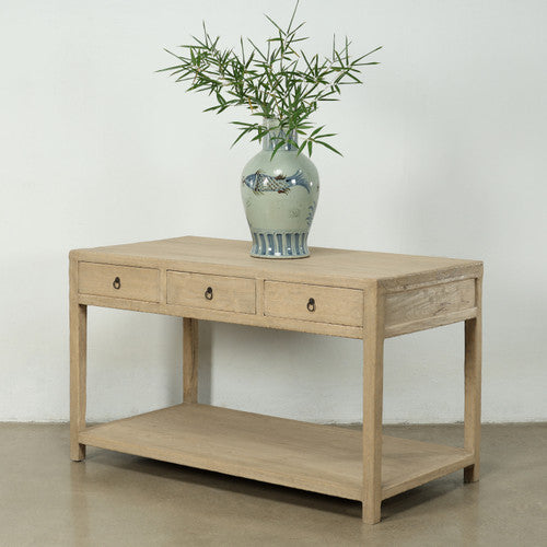 Approx.62" W 32"D Counter Table with Six Drawers Weathered Natural image 2