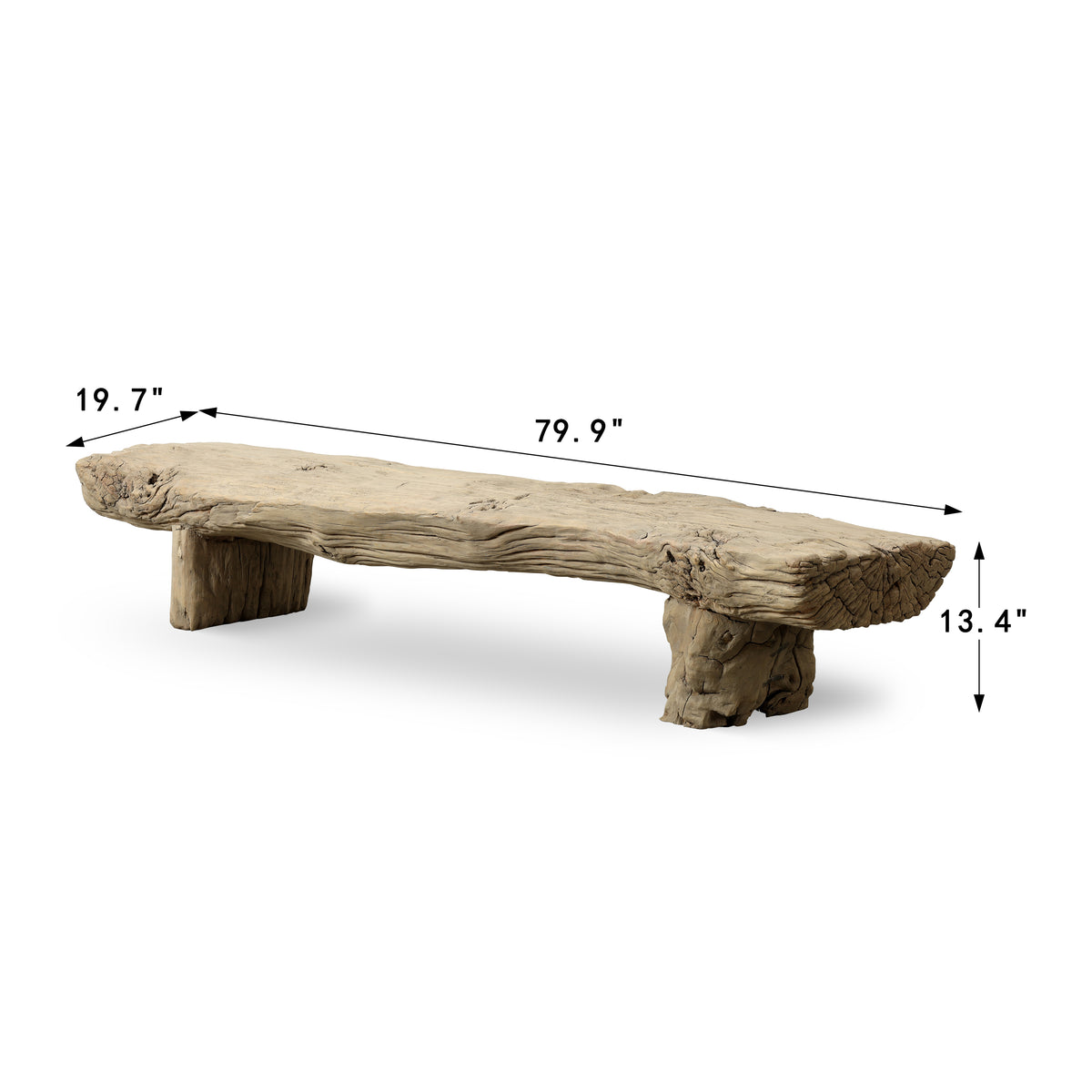 Approx. 80" W 20"D Ancient River Slab Bench Weathered Natural