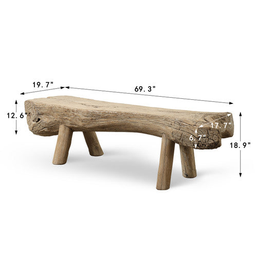 Approx. 69.3" W 19.7"D Live Edge Slab Coffee Table Weathered Natural image 2