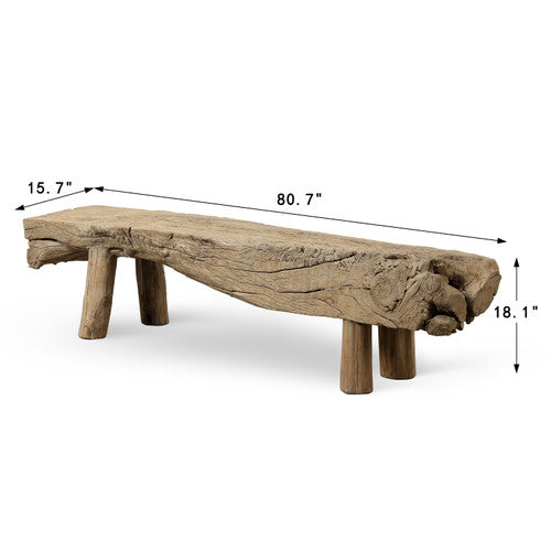 Approx. 80.7" W 15.7"D Live Edge Slab Bench/Table Weathered Natural image 2