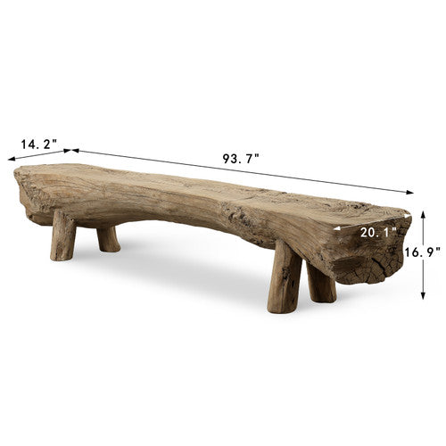 Approx. 93.7" W 14.2"D Live Edge Slab Bench Table Weathered Natural image 2