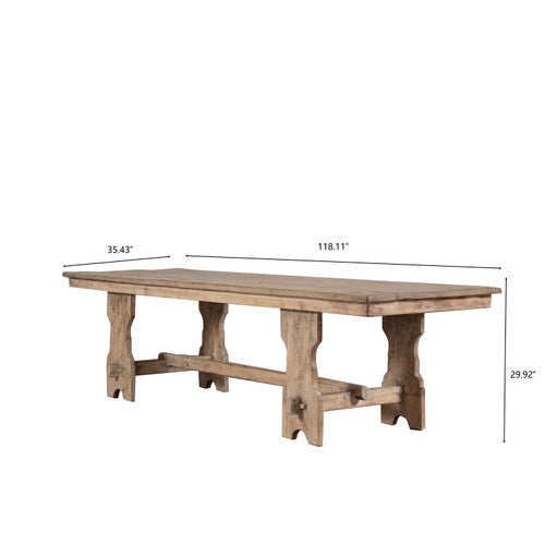 Approx. 10ft Long Weathered Pine Trestle Dining Table image 2