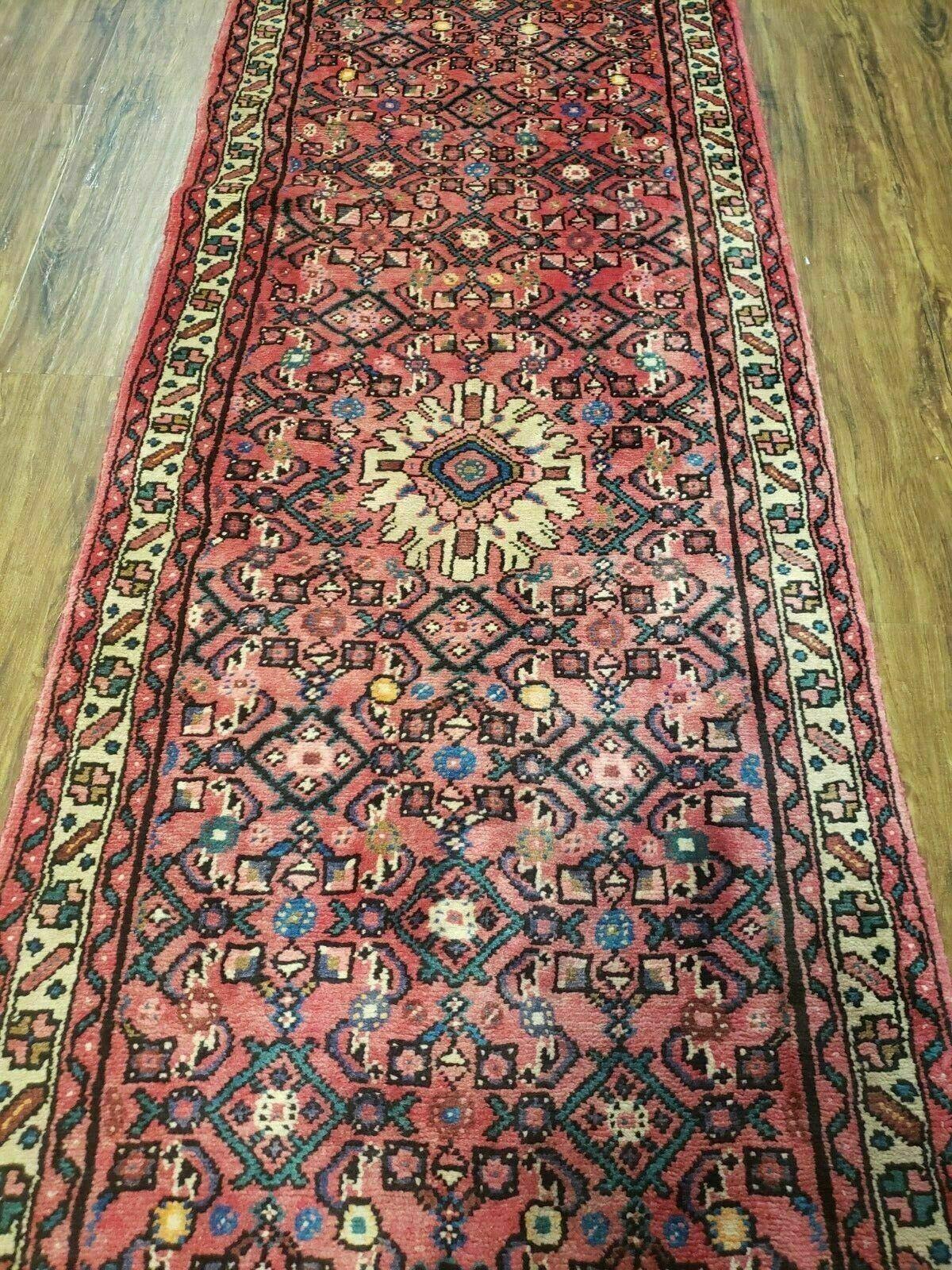 Persian Hamadan Runner Rug 2.8 x 14, Red, Vintage Handmade Wool Runner Rug - Jewel Rugs, view 6