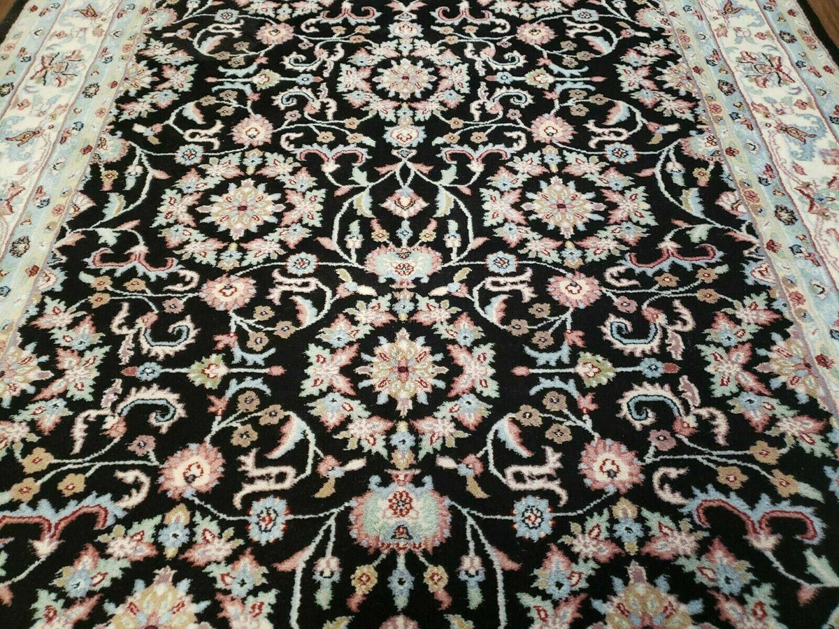 6' X 9' Handmade Indian Agra Wool Rug Carpet Vegetable Dyes Black - Jewel Rugs, view 5